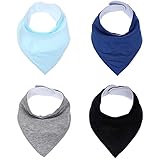 SweetTime Baby Solid Bandana Drool Bibs, Hand Drawing Design 4 Pack of Large Size with Soft Absorbent Cotton