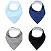 SweetTime Baby Solid Bandana Drool Bibs, Hand Drawing Design 4 Pack of Large Size with Soft Absorbent Cotton