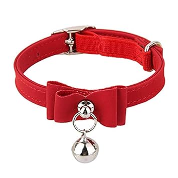 HASTHIP? Adjustable Bell Buckle Velvet Neck Strap for Kitten Cat 13.8inch - Red