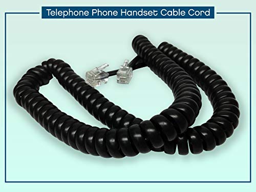 RocketBus Coil Curly Black Extension Phone Cable to Cord for At&t GE Vtech Uniden Handset