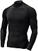 Tesla TM-YUT32-BLK_Large Men's Thermal Wintergear Compression Baselayer Mock Long Sleeve Shirt YUT32