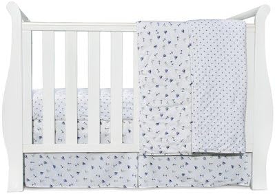 SleepStork Baby Crib Bedding Set: 4-Piece Nursery Set of Baby Quilt + Organic Jersey Fitted Crib Sheet + Crib Skirt + Diaper Stacker| Stylish Nursery Baby Bed Set| Top Gifting Idea