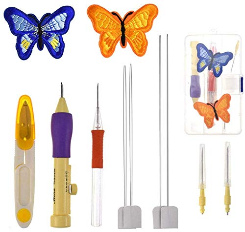 Punch Needle Kit Embroidery Stitching Needle Set Magic Embroidery Punch Pen Cross Stitch Poking Stitching Tool