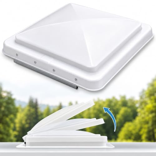 Podoy 14 Inch Roof Vent Cover for RV, Universal Camper Trailer Roof Vent Lid for Vortex Vent Fan Motorhome Trailer- Polypropylene White