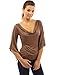 PattyBoutik Women's Cowl Neck Cut Out Asymmetrical Sleeve Blouse
