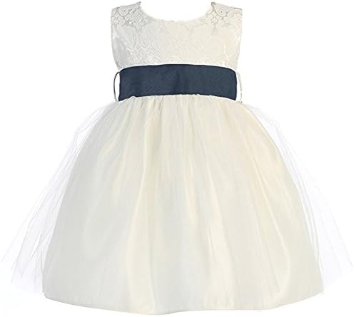 Roberoody Elegant Nice Girls Jacquard &amp; Tulle Dress Off-White/Navy18 Months