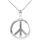 925 Sterling Silver Peace Pendant Necklace (L)