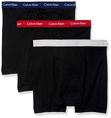Calvin Klein Men's Cotton Classics Multipack Boxer Briefs, Black/Temper/Light Grey Heather/Purple Night, L