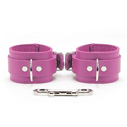 Amanda Wrist and Ankle Cuffs Handmade Real Lambskin Leather Handcuffs and Leg Cuffs (Pink, Wrist)