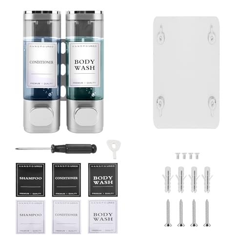 MEKOTRIN Bathroom Soap Dispenser, Hand Wall Soap Dispenser with Waterproof Label for Kitchens Bathrooms (Silver)