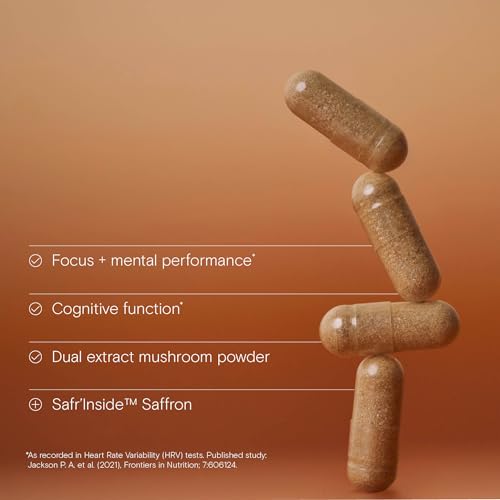 WILD NUTRITION Lion's Mane Plus with Safr’Inside Saffron | Food-Grown Ingredients | Focus and Mental Performance, Cognitive Function, Emotional Wellbeing and Inner Balance
