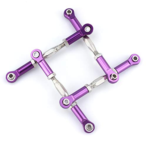 Hosim Front Rear Turnbuckles Set, Aluminum Adjustable 83-97mm Camber Linkage Rod Ends for 1/10 Traxxas Slash 4x4 RC Cars Replacement Upgrades Hop-up Parts Purple(4PCS)