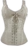 Imilan Women Sexy Boned Lace up Corsets and Strap Bustiers Top (FBA) ((US Size 10-12) XXL, Apricot)
