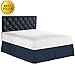 Elegant Comfort 1500 Premier Wrinkle & Fade Resistant Hotel Quality Bed Skirt/Dust Ruffle - Pleated Tailored 14inch Drop, Queen, Navy Blue