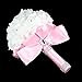 Febou Wedding Bouquet, Bigger Size Pink Bridesmaid Bouquet Bridal Bouquet with Crystals Soft Ribbons, Artificial Rose Flowers for Wedding, Party and Church (Pink Bigger Size)