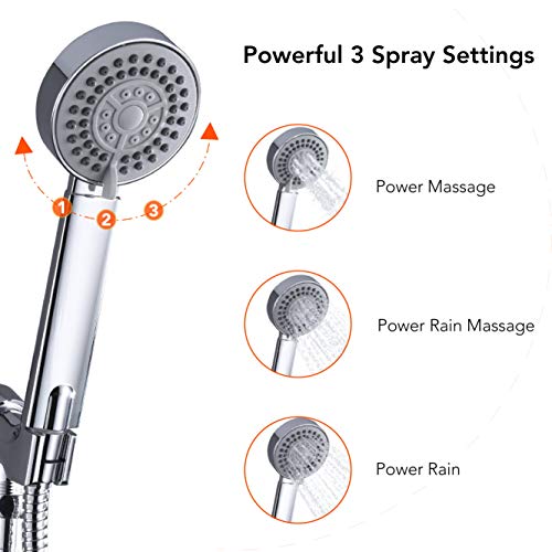 F&R 3.3" High Pressure Handheld Shower Head with 3 Spray Settings ...