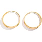 Gold Chunky Hoop Earrings for Women Thick Gold Hoop Earrings Hypoallergenic Lightweight Gold Hoop Large Earrings Statement Earrings Jewelry for Women