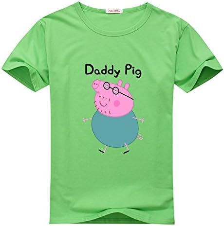 Daddy Pig Men's Custom Graphic Round Neck Cotton T Shirt XX-Large Green