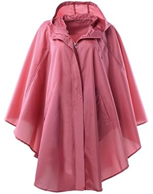 Women's Waterproof Packable Rain Jacket Batwing-sleeved Poncho Raincoat