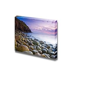 Beautiful Dusk at The Remote Porth Loe Cove Cornwall England UK - Canvas Art Wall Art - 12" x 18"