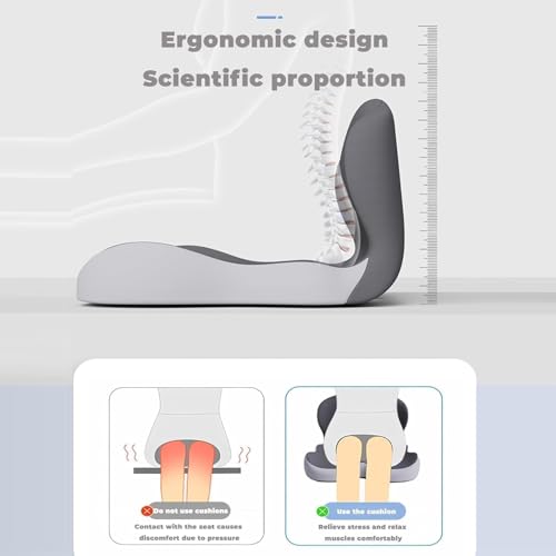 Orthopedic Cushion, L-Shaped Ergonomic Design Seat Cushion, Non Slip Memory Foam Car Cushion with Back Support for Tailbone & Hips Pain Relief, Suitable for Office, Car, Home, Long Sitting