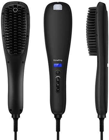 Ionic Hair Straightener Brush, Baililai Ceramic Heating Plate Hair Straightening Brush, Anti- Scald, Scratch-Resistant, Auto Shut Off, Anion Spray Styling Straightening Brush (Matte)