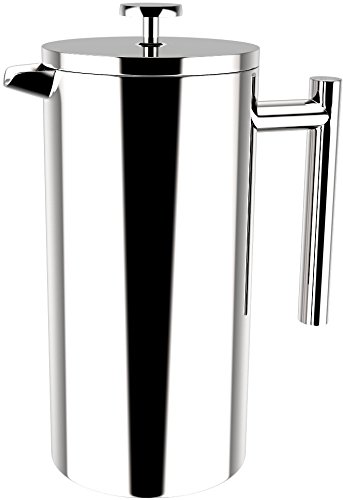 Click Here to See More Images French Coffee Press - Double Walled 32 oz Espresso & Tea Maker - 100% Stainless Steel - by Utopia Kitchen