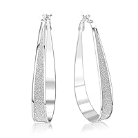 Beautiful Jewelry 925 Sterling Silver Crystal Big Hoop Earrings Silver