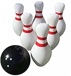 Giant Inflatable Bowling Game Set - Indoor Outdoor - Jumbo size - 24" Pins and 18" Ball - A Great Party Game. Oversized Fun for Kids of All Ages. BONUS: Free Bowling Score Sheets PDF