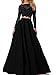 Momoai Women's Beaded Long Sleeve Lace Evening Party Dress Formal Gown Two Pieces Prom Dresses Long Black2