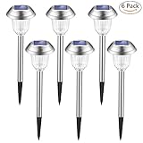 Aglaia Solar Lights Outdoor [6 packs] Solar Powered Pathway Color Changing Light with 2 Lighting Modes Landscape Light For Lawn/Patio/Yard/Walkway/Driveway/Sidewalk (Stainless Steel)