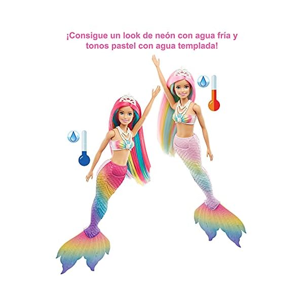 Barbie Dreamtopia Rainbow Magic Mermaid - Doll with Rainbow Hair & Water-Activated Color Change Feature - Fantasy Look…