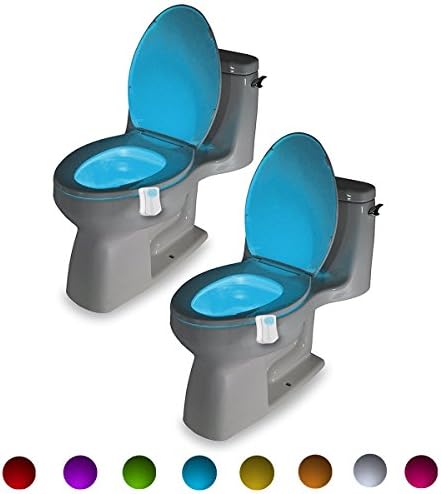 [2 Pack] Toilet Night Light, Seetru LED Sensor Motion Activated Toilet Light with 8 Colors Changing Night Light Toilet Bowl Light for Toilet / Kitchen / Bathroom
