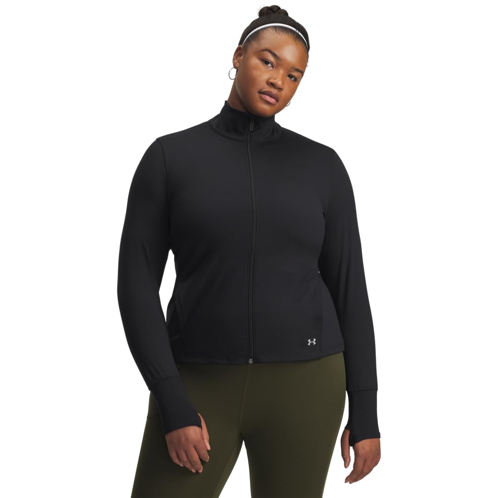 Under Armour Women’s Movement Full Zip Jacket, (001) Black / / Metallic Silver, Medium