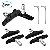 BROTOU 3 Pack Bike Brake Pads Set MTB Mountain Bicycle V-Brake Pad 70mm with Hex Nut and Shims