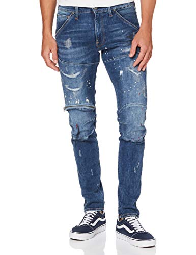 G-STAR RAW 5620 3D Zip Knee Skinny Jeans, Sun Faded Prussian Blue Painted  C296/B477, 33W / L30 Uomo | Prezzo.it