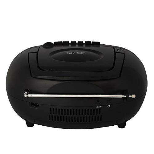 Portable CD Boombox Full Range w/ Top-Loading MP3 CD Player, Cassette Player and Recorder, AM/FM Radio, USB Input, Headphone & AUX Jack w/ Remote Control CD705CBK(Black) (Certified Refurbished) - Thumbnail 3