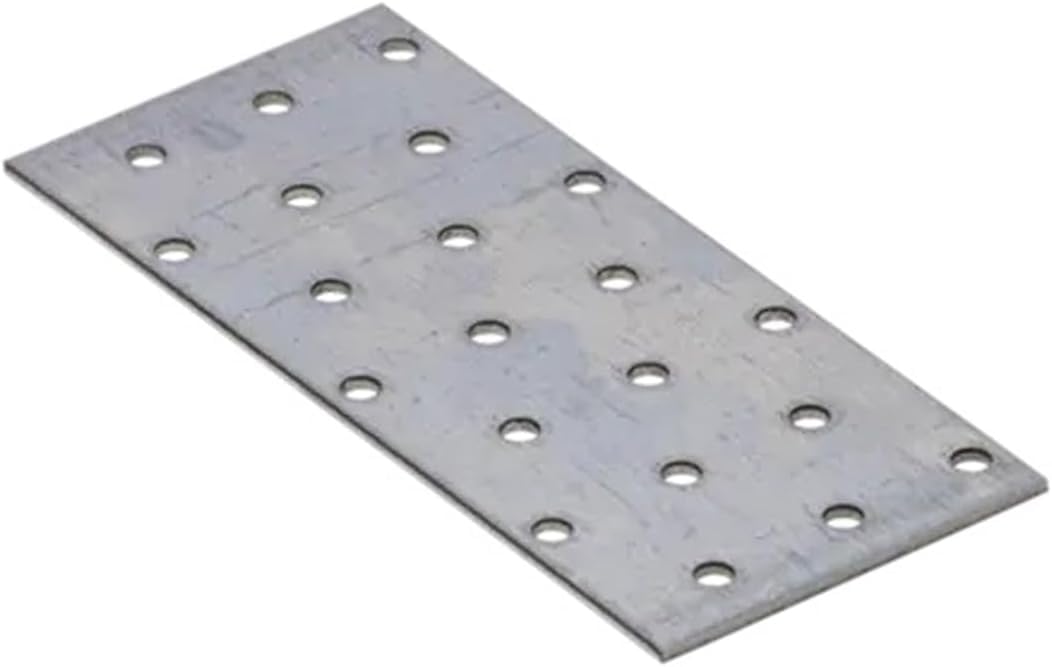 140mm x 60mm Galvanised Perforated Flat Plate Connector Joining Plates Metal Brace Brackets for Wood 2mm Thick Steel PP5 (Pack of 10) L03-06ABC