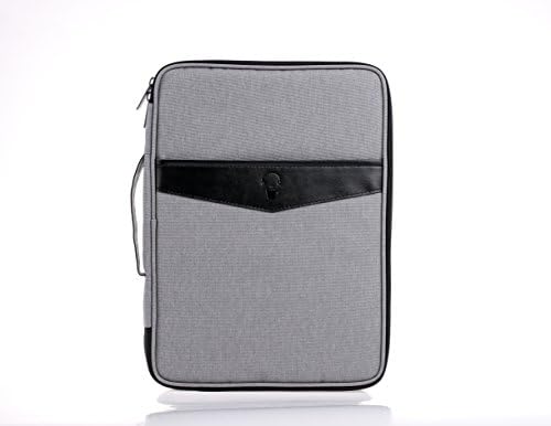 Lazyaunti Commercial Document Portfolio Padfolio Folders Organzier Binder Multi Function Waterproof Travel Pouch Zipper Case for Laptop, Ipad, Kindle, Notebook, Pen (Light Grey)