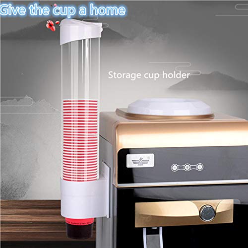 Pull Type Cup Dispenser, Surface Side Mount Cooler Cup Holder Water Dispenser Accessory for Cone or Flat Bottom Cups Disposable Paper Cups, 16in Tube Length (White) - Thumbnail 3