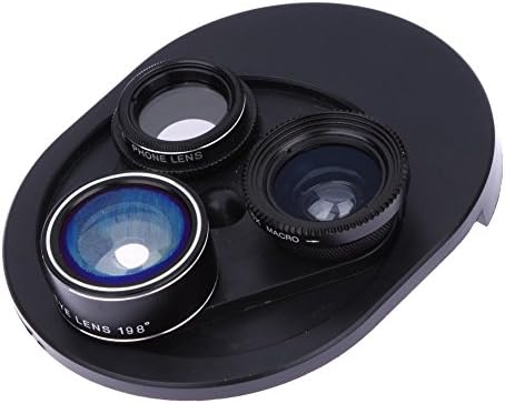 Universal 4 in 1 Clip-on Camera Lens Kit Fish Eye Lens, Wide Angle Lens + Macro Lens, CPL Lens for iPhone 7 iPhone 6/6 Plus/6S/6S Plus/5/5S and Cell Phone Camera Lenses (Black)