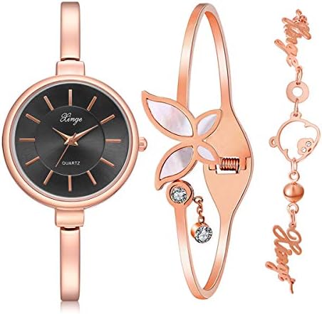 Xinge Women Watch Bracelet Bangle Set Rose Gold Tone XG033034