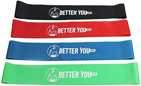 Essential Fitness Resistance Loop Band set - 4 Elastic Body Exercise Workout Bands - 4 Levels Of Resistance - Ideal For Crossfit Yoga Home & Gym Exercise - BONUS Carry Bag + Exercise Routine Ebook