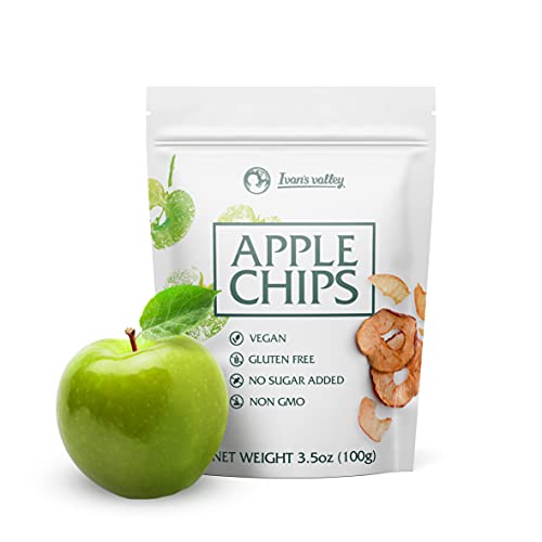 Apple Chips Natural Crisps Pouches [1 Pack] Dried Fruit Snack No Sugar Crunchy Slices Bare