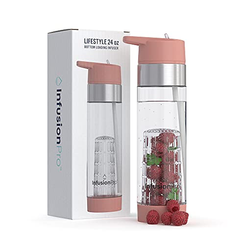 Infusion Pro Fruit Infuser Water Bottle with Straw Lid 24 oz FlipUp