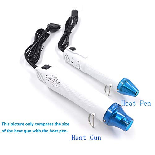 mofa Embossing Heat Gun,Hot Air Gun Tools Shrink Gun with Stand For DIY Embossing And Drying Paint Multi-Purpose Electric Heating Nozzle 130W With Heat Shrink Film,Colorful Pencil For Free(White,Blue)