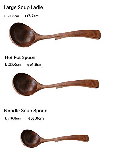 UBae Classic Wooden Kitchen Soup Ladle Natural Acacia Wooden Spoon Kitchen Utensil Spoon (3pcs Set)