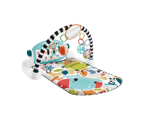 Fisher-Price Contrast Kick & Play Piano Blanket for Babies, Fun Portable Music Toy with Smart Stages Learning Content, from 0 Months, Blue, French Version HWY56