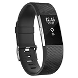 Vancle Fitbit Charge 2 Bands, Classic Edition Adjustable Comfortable Replacement Strap for Fit bit Charge 2 (No Tracker) (1PC (Black), Small)