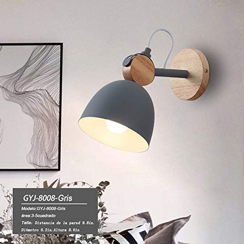 Sunsign moderna Creatividad lampara de pared arbotantes de interior Ángulo de iluminación ajustable led lights Candelabro enchufable de un solo cabezal E27, cubre foco, gris